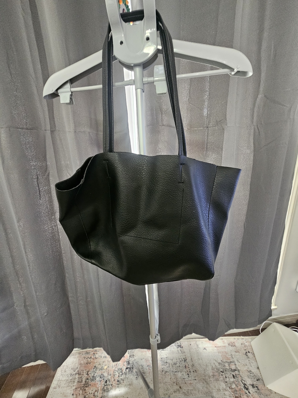 Old Navy Classic Black Leather Tote Bag